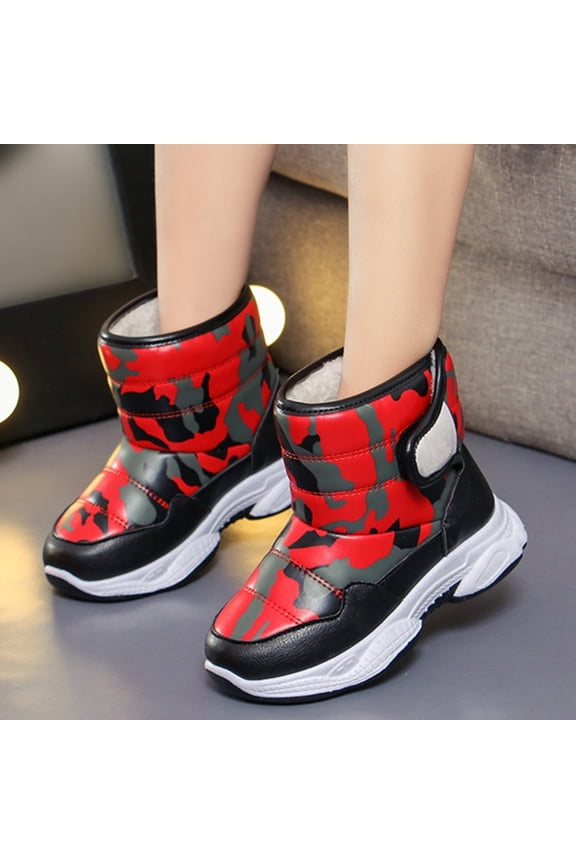 Boys Girls Toddler Snow Boots Waterproof Slip Resistant Outdoor Winter Shoes(Toddler/Little Kids/Big Kids) Red for Size 13.5