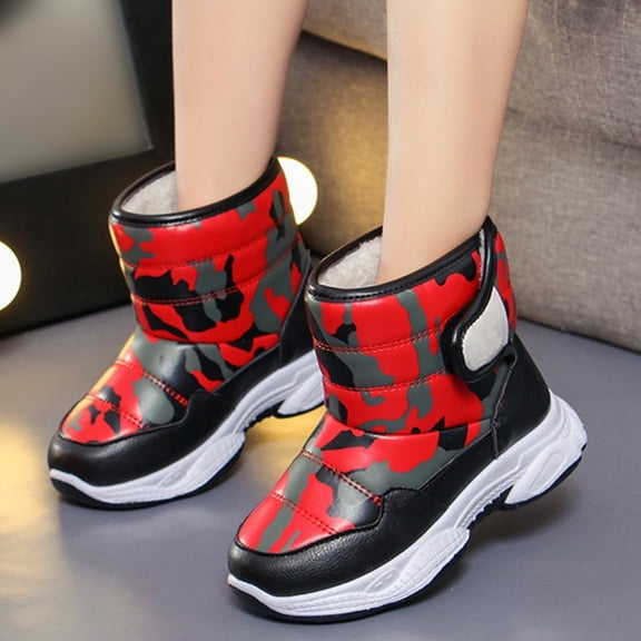 Quealent Boys Girls Toddler Snow Boots Waterproof Slip Resistant Outdoor Winter Shoes(Toddler/Little Kids/Big Kids) Red for Size 2.5