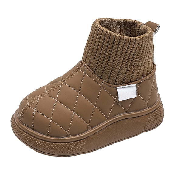 Quealent Boys Girls Winter Boots Soft Warm Shoes Toddler Snow Boots Little Kid Shoes Khaki for Size 7