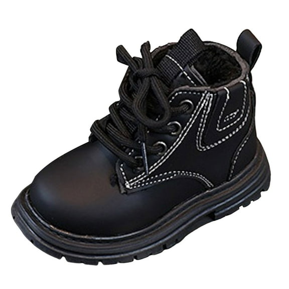 Quealent Boys Girls Winter Snow Boots Waterproof Anti-slip Warm Lining Shoes (Toddler/Little Kid/Big Kid) Black for Size 6