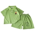 thumbnail image 1 of Quealent Boys' Outfit Sets Henley T Shirts with Short Air Conditioned Clothing Cartoon Printed 2PC Sets for Kid (Green, 9-10 Years), 1 of 6