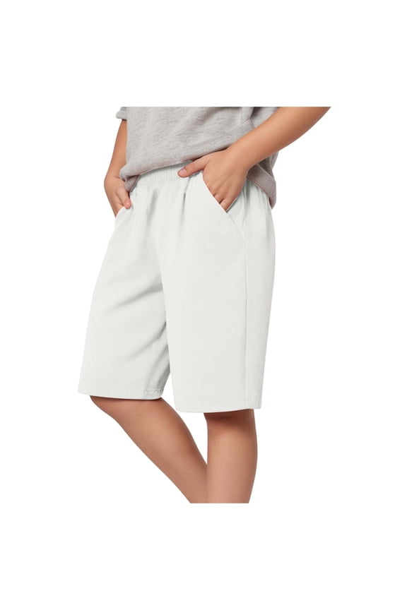 Boys Pull-on Relaxed Woven Short White for Size 10-13 Years