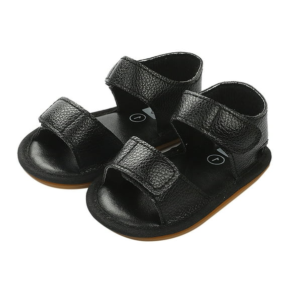 Quealent Boys Sandals Casual Girls Dress Shoes Baby Girls Sandals Summer Soft Rubber Sole Infant Flats Bowknot Non-Slip Kids Soft Flat Lightweight Shoes for First Walker Black,4