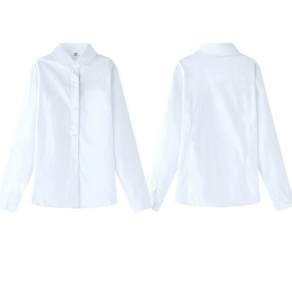 Quealent Boys' School Uniform Shirt Boy's Long Sleeve Dress Shirts Solid Stretch Shirt Kids Casual Button Down Shirts White,7-8 Years