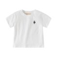 thumbnail image 1 of Quealent Boys Short Sleeve T-Shirt Kids Cotton Tees Crewneck Tops Basic Shirts (White, 1-2 Years), 1 of 6