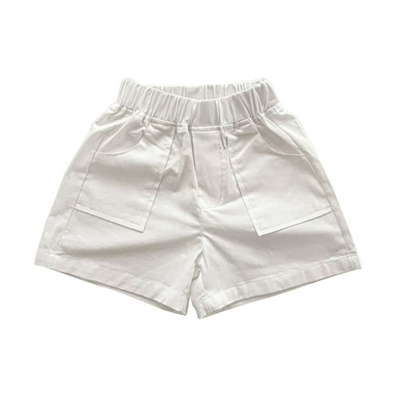Quealent Boys Shorts 2024 Boys Baseball Pants Toddler Boys Summer Cotton Shorts with Pocket Baby Pull-On Casual Active Jogger Shorts White,6-12 Months