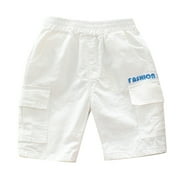 Quealent Boys Shorts baby girls boys print spring summer shorts pocket clothes (White, 6-7 Years)