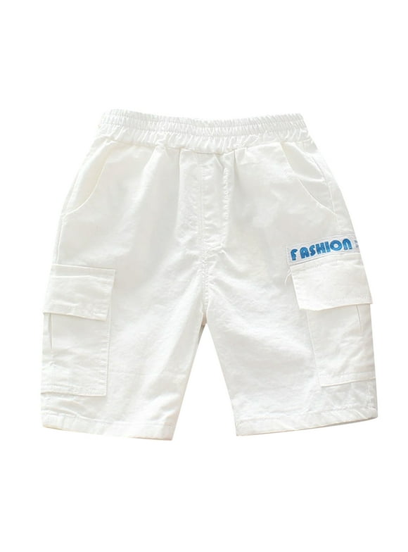 Quealent Boys Shorts baby girls boys print spring summer shorts pocket clothes (White, 6-7 Years)