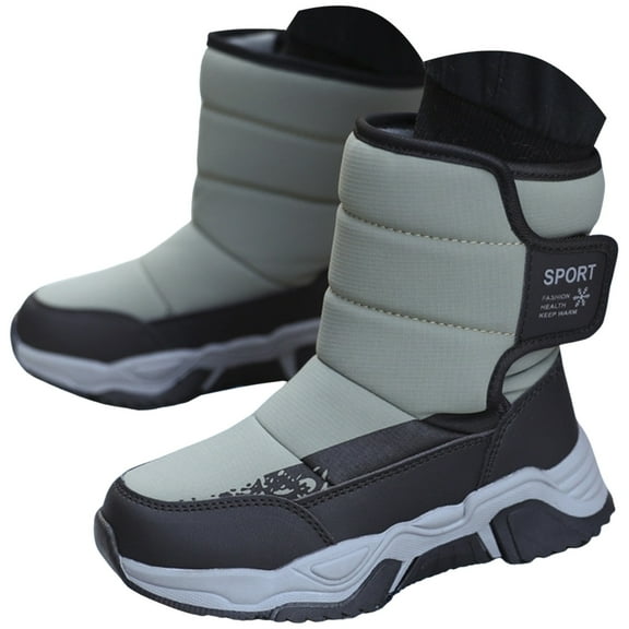 Quealent Boys Snow Boots Outdoor Waterproof Winter Kids Shoes Amry Green for Size 13.5