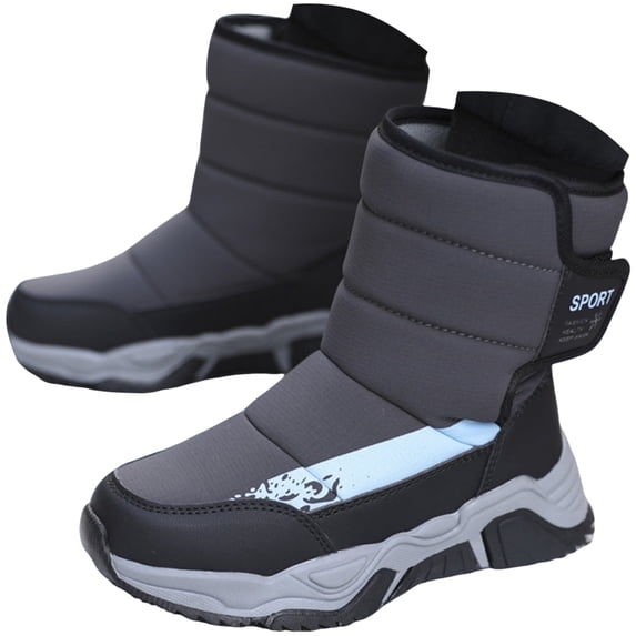 Quealent Boys Snow Boots Outdoor Waterproof Winter Kids Shoes Dark Gray for Size 3