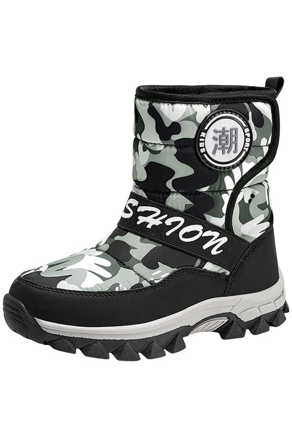 Boys Snow Boots Winter Waterproof Slip Resistant Cold Weather Shoes (Toddler/Little Kid/Big Kid) Black for Size 1