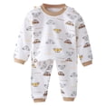 thumbnail image 1 of Quealent Boys' Snug Fit Cartoon Print Cotton Short Sleeve Top and Pants 2 Piece Pajama Set (Coffee, 3-4 Years), 1 of 7