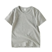 Quealent Boys Summer Tops 2024 Boy Shirts Unisex Baby Crew Neck T-Shirt Toddler Short Sleeve Tees Shirts for Boys Girls Grey,5-6 Years