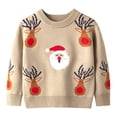 thumbnail image 1 of Quealent Boys Sweater Male Big Kid Sweaters for Kids Toddler Boys Girls Winter Long Sleeve Deer Christmas Knit Sweater Base Warm Boys (Khaki, 18-24 Months), 1 of 7