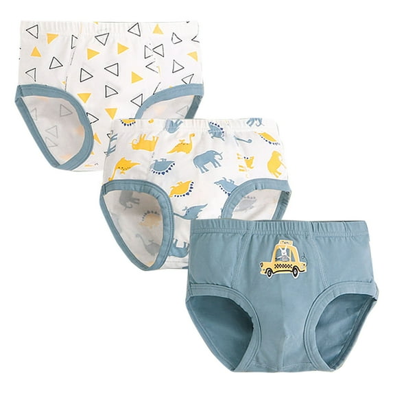 Quealent Boys' Toddler Cotton Underwear Little Boys Briefs Soft 3PCS Trucks Yellow,7-8 Years