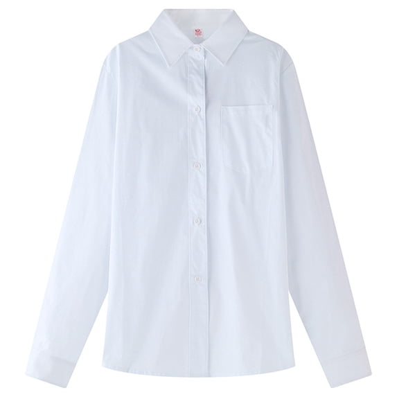 Quealent Boys Uniform Shirts School Boys' Button Down Dress Shirts Kids Long Sleeve Solid Collared Uniform Shirt for Toddler Boy White,9-10 Years