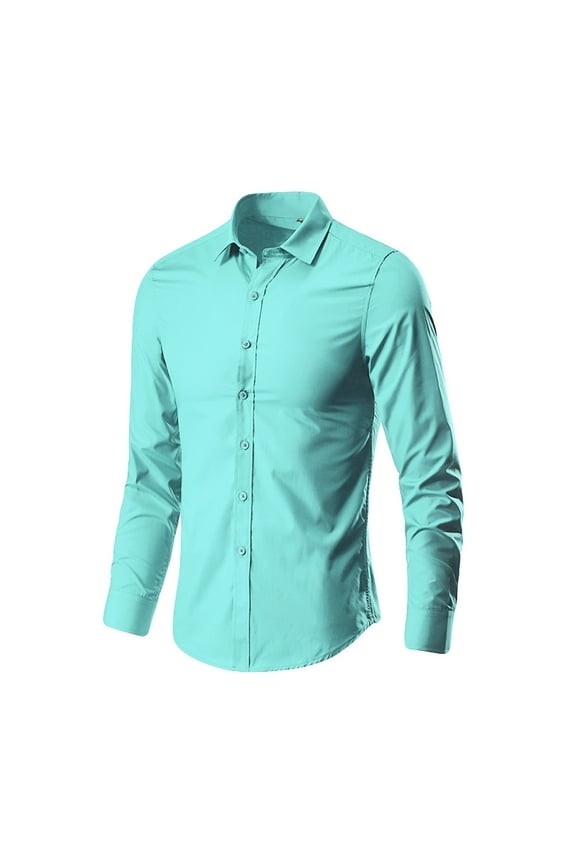 Button Up Shirt Men Clothing Fashion Mens Casual Button Down Shirts Stank Solid Color Long Sleeve Mens Dress Shirts Activewear Mint Green,XL