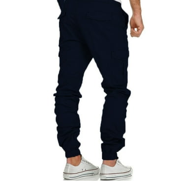Quealent Cargo Pants Mens Tactical Cargo Pants Camo and Solid Knee Length Classic Fit Multi Pocket (Navy,L)