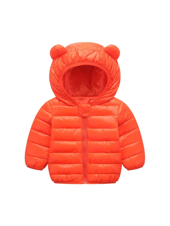 Carters Baby Girl Fall Clothes Winter Coats for Kids Baby Boys Girls Winter Hooded Long Sleeve Windproof Jacket Child Comfortable Outfits Orange,9-12 Months