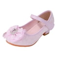 thumbnail image 1 of Quealent Christy Girls Heels Dress Shoes Mary Jane Rhinestone Bows Pumps Low Heel Princess Flower Wedding Party for Toddler Little Kid Red for Size 13, 1 of 7