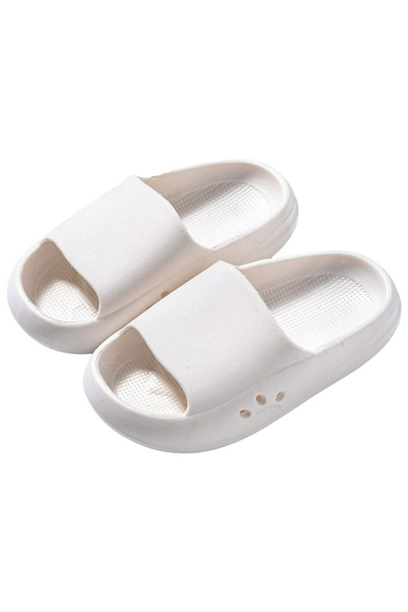 Cloud Slides for Kids,Boys Girls Shower Slippers Bathroom Pool Sandals,Toddler Home House Open Toe Comfy Thick Sole Slippers,Summer Non-Slip Beach Shoes White for 8