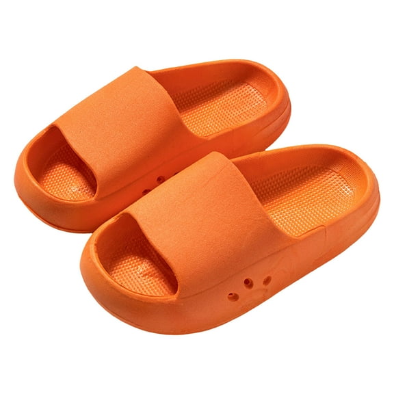 Quealent Cloud Slides for Kids,Boys Girls Shower Slippers Bathroom Pool Sandals,Toddler Home House Open Toe Comfy Thick Sole Slippers,Summer Non-Slip Beach Shoes Orange for 9