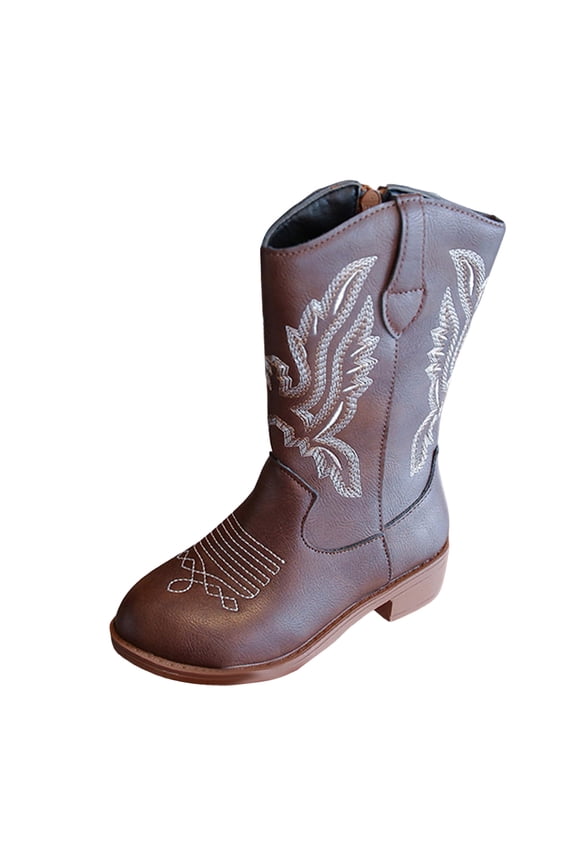 Girls Glitter Cowboy Boots Sparkly Cowgirl Boots Side Zipper Toddler Little Kid Big Kid Western Boots Brown for Size 13.5