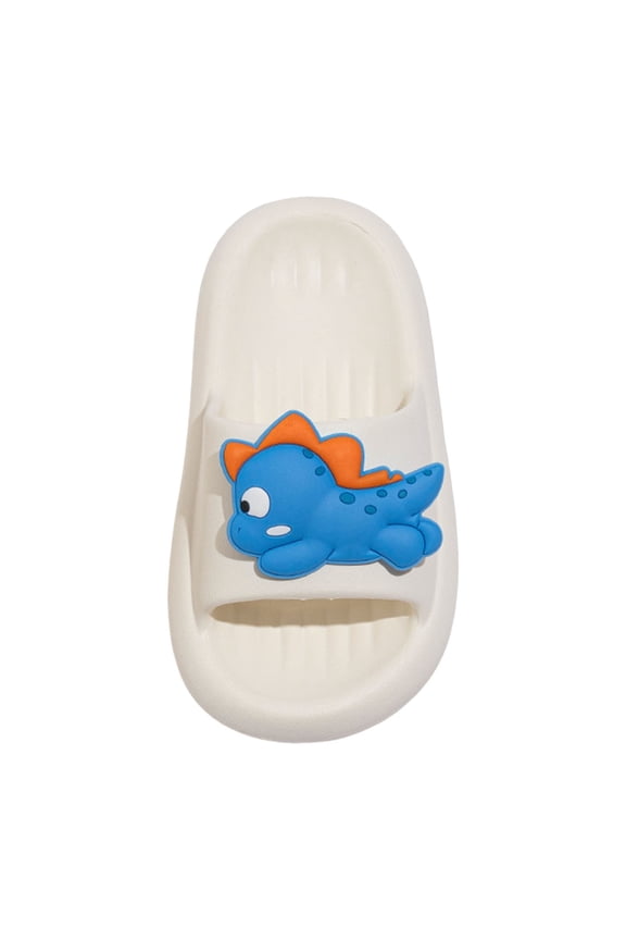 Cute Summer Slippers for Toddler Little Kids Boys Girls Beach Bathroom Slides Soft EVA Sole Waterproof White for Size 12
