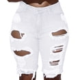 thumbnail image 1 of Quealent Denim Hole Pants Ripped Women Short Jeans Leggings Shorts Denim Women's Jeans Jean Pants for Women plus Size Denim Women Pants White 3XL, 1 of 2