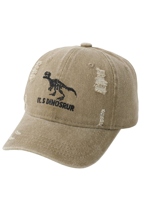 Embroidered Baseball Caps for Boys Girls Khaki for Size 3-8 Years
