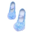 thumbnail image 1 of Quealent Enchanting Butterfly Ballet Shoes for Girls Ballerina Flats for Kids Dance - Soft Satin, Split Sole Sky Blue for Size 7, 1 of 4