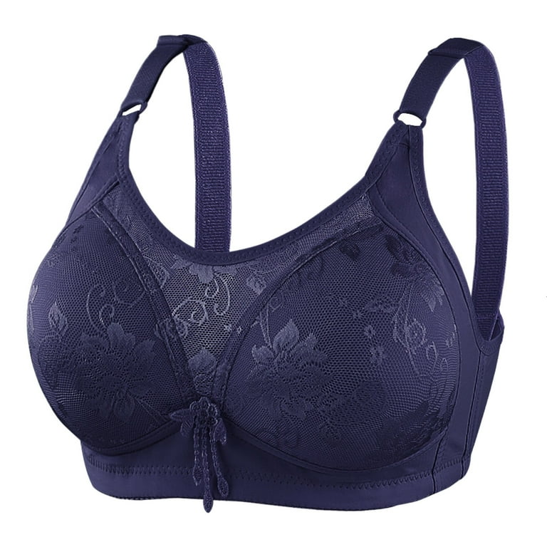 Quealent Everyday Bras Minimizer Bras for Women Full Coverage Underwire Bras  Plus Size,Lifting Lace Bra for Heavy (Blue,42C) 