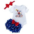 thumbnail image 1 of Quealent My First 4th of July Baby Girl Outfit Baby Girl Clothes Romper Shorts Set Floral Summer Outfits Independence Day Cute Baby Clothes Girl Red,0-3 Months, 1 of 5