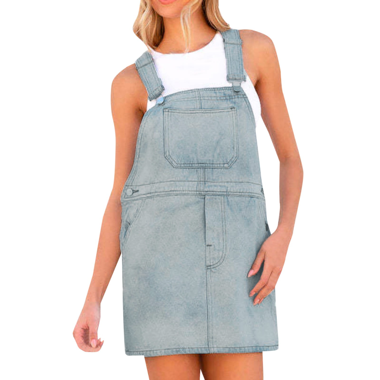 Buy KASSUALLY Women Navy Blue Solid Denim Pinafore Dress - Dresses for  Women 12402698 | Myntra
