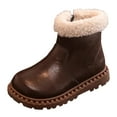 thumbnail image 1 of Quealent Fluffy Boots for Little Kids/Big Kids Zipper Fuzzy Warm Winter Short Boots with Furry Faux Furry Lining Bootie Shoes Brown for Size 11.5, 1 of 6