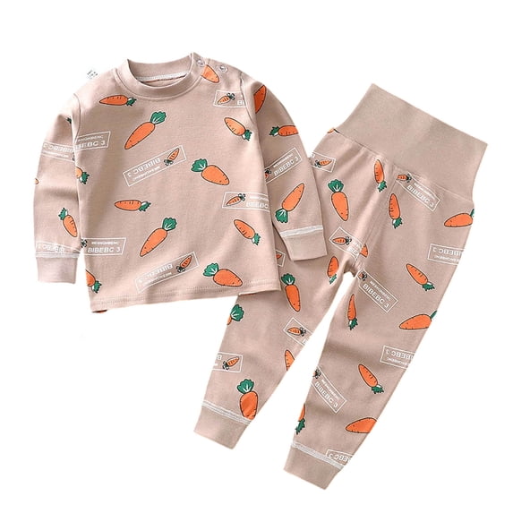 Quealent Girls' 2-Piece Snug Fit Cotton Pajamas Set Cute Cat Sleepwear Kids loungewear Toddler Baby Nightgown Top+Pants (Orange, 4-5 Years)