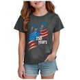 thumbnail image 1 of Quealent Girls 4th of July Shirt USA T-Shirt for Kids American Flag Shirt 250 Years of Freedom Short-Sleeved Top (Grey, 1-2 Years), 1 of 5