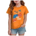 thumbnail image 1 of Quealent Girls 4th of July Shirt USA T-Shirt for Kids American Flag Shirt 250 Years of Freedom Short-Sleeved Top (Orange, 3-4 Years), 1 of 5