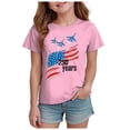 thumbnail image 1 of Quealent Girls 4th of July Shirt USA T-Shirt for Kids American Flag Shirt 250 Years of Freedom Short-Sleeved Top (Pink, 5-6 Years), 1 of 5