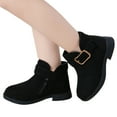 thumbnail image 1 of Quealent Girls Ankle Boots for Toddler/Little Kids - Black, Suede, Zipper, Low-Top, Flat Heel, Casual Black for Size 12.5, 1 of 6