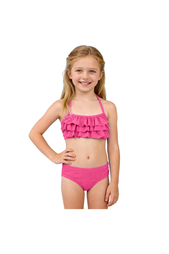 Girls Bikini Swimsuits Two Piece Bathing Suit for Kids Hawaiian Swimwear Set 3-16 Years (Pink, 11-12 Years)