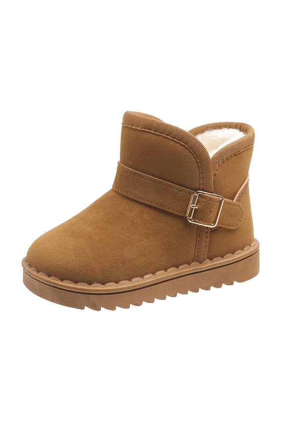 Girls Boots Kids Winter Faux Furry Warm Snow Ankle Kid's Bow Boots for Toddler/Little Kid Brown for Size 13