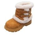 thumbnail image 1 of Quealent Girls Boys Winter Boots Faux Furry Lined Mid Calf Kids Snow Tall Shoes Fuzzy Kid's Buckle for Little Kid/Big Kid Yellow for Size 12.5, 1 of 9