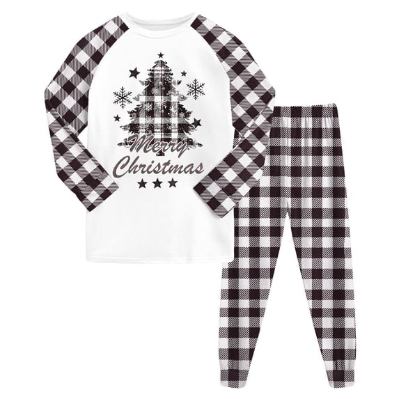 Quealent Girls Christmas Pajamas Holiday Pjs for Kids Santa Long Sleeve Sleepwear Gray for Size 8-9 Years