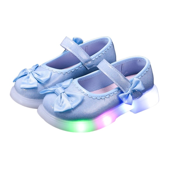 Quealent Girls Classic Slip on Mary Jane Ballet Flats Glitter Wedding Party Bridesmaids Flower Girl Princess Dress Shoes for Kid Toddler Blue for Size 9