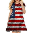 thumbnail image 1 of Quealent Girls Dress 4th of July Cute Independence Day American Flag Short Sleeve Summer Holiday Hot Pink,9-10 Years, 1 of 4