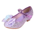 thumbnail image 1 of Quealent Girls Dress Shoes with Bow Mary Jane Princess Shoes Flower Girl High Heels for Toddler Little Big Kids Wedding Party Birthday Purple for Size 1, 1 of 7