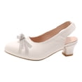 thumbnail image 1 of Quealent Girls Dress Shoes Flower Girl Mary Jane Low Heels Wedding Party Bow Pumps for Toddler Little Big Kid White for Size 12.5, 1 of 5