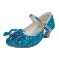 thumbnail image 1 of Quealent Girls Dress Shoes Kids Toddler Heels Pumps Flower Girl Mary Jane School Wedding Party Princess Shoes Blue for Size 1.5, 1 of 5