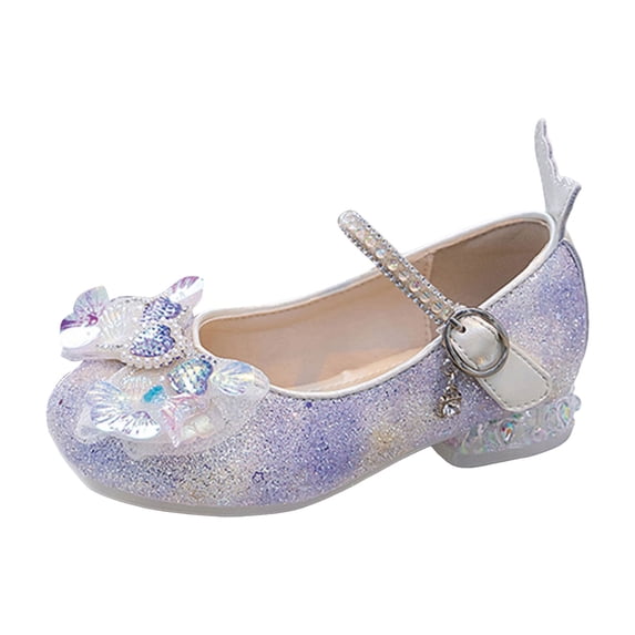 Quealent Girls Dress Shoes Low Heels School Uniform Mary Jane Flower Wedding Party Bridesmaids Princess Dance Shoe for Kid Toddler White for Size 8.5